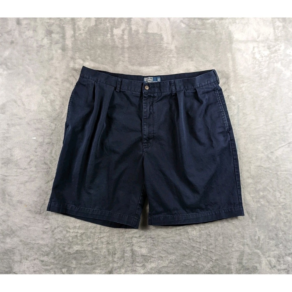 Polo Ralph Lauren Tyler Shorts Mens 40 Blue Pleated Faded 8" Inseam Chino Caual